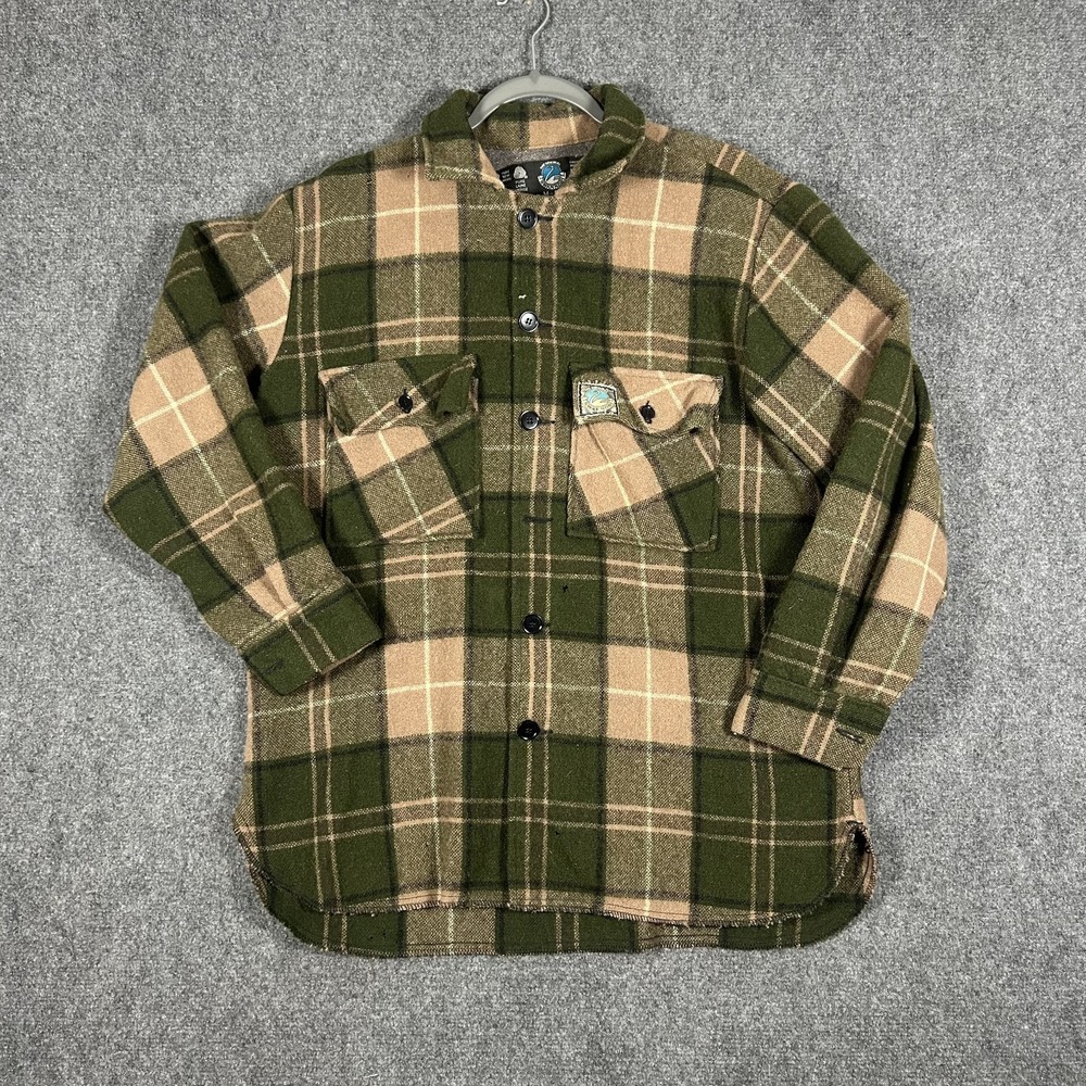 90's Swanndri Shirt Men's Size Medium Green Plaid Wool Ranger Long Sleeve #3448